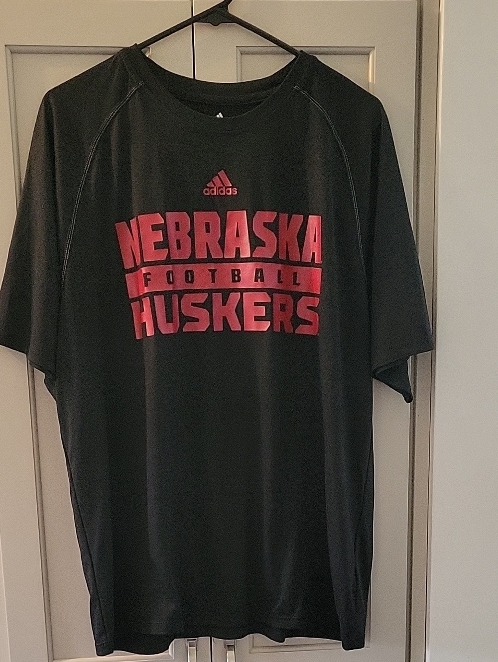 adidas Black & Red Nebraska Huskers Football Tee